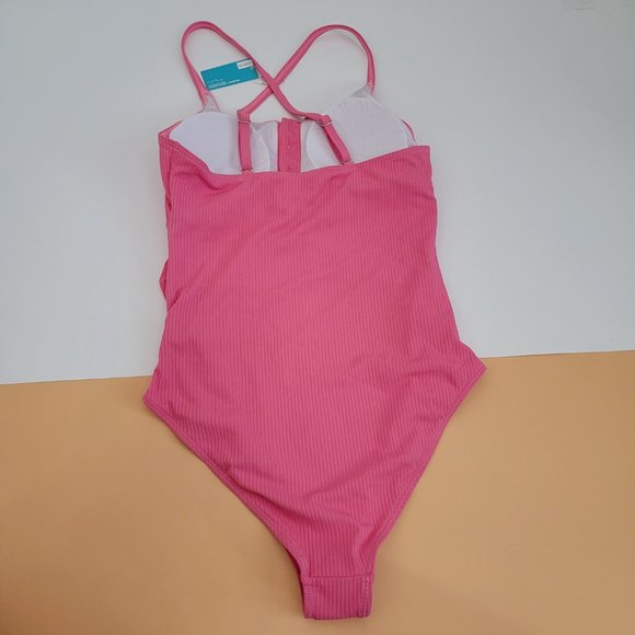 Summer Mae Maternity Swimsuit One Piece Bathing Suit Button Neck Cross Back NWT - Picture 13 of 13